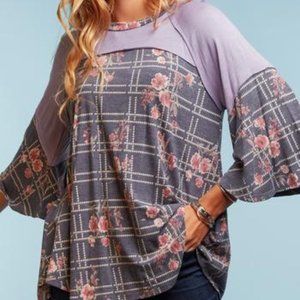 Lavender Floral Design Blouse